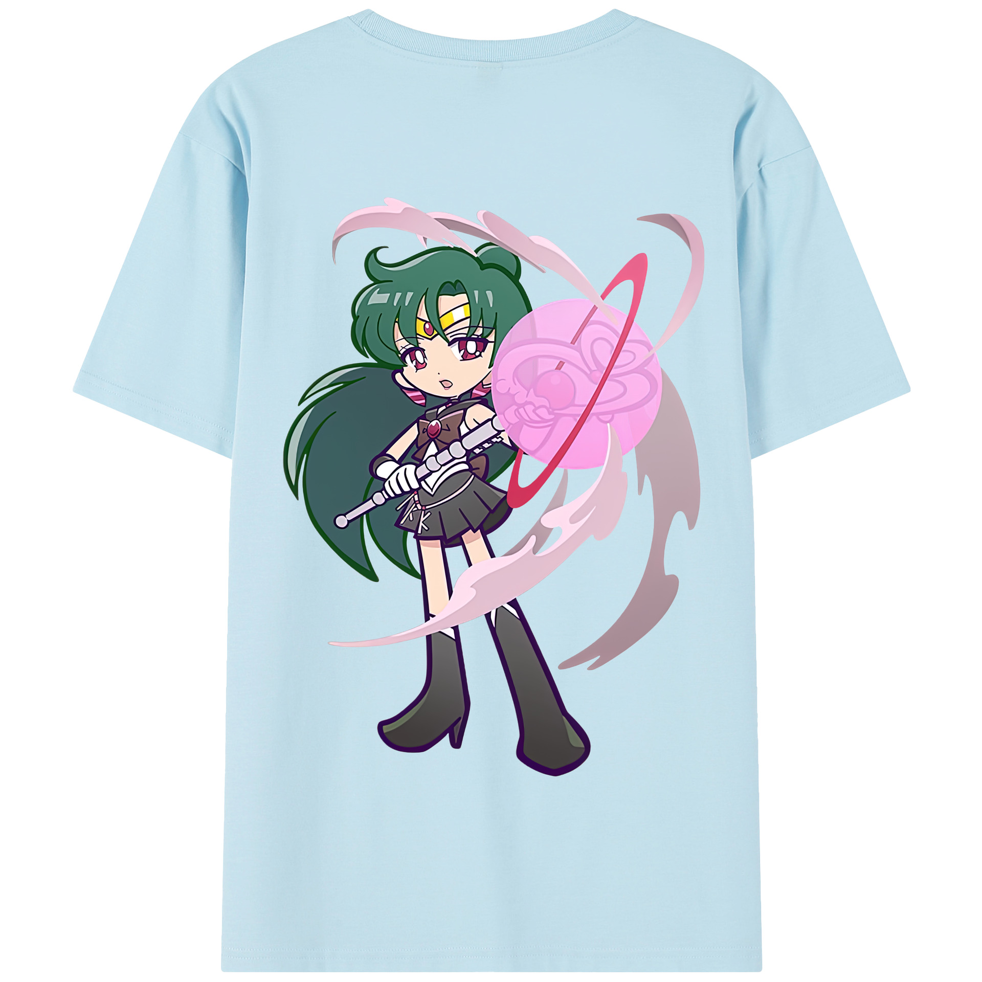 （画像用） 美少女戦士セーラームーン 冥王せつな Sailor Moon Meiou Setsuna 綿100％半袖Tシャツ（背面プリント）